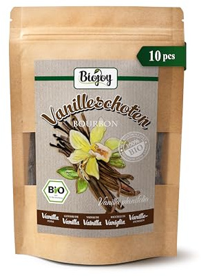 Biojoy Gousses de Vanille Bourbon de Madagascar BIO (10 morceaux), Bourbon Vanille 13-15 cm
