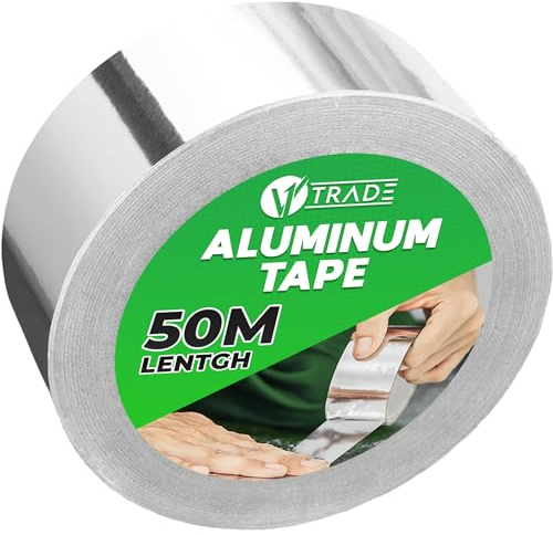 V1 TRADE Aluminium Klebeband Hitzebeständiges 48mm x 50m - 1 Rolle Wasserdichtes Alu Klebeband zum Reparieren von Metalloberflächen - Metallklebeband UV Beständig - Starke Aluband Selbstklebend