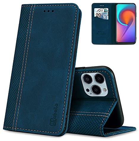 AKABEILA Hülle Kompatibel mit iPhone 13 Pro Max, Premium PU Leather Flip Folio Wallet Book Case Hülle Cover with Magnetic Closure Stand Card Slot