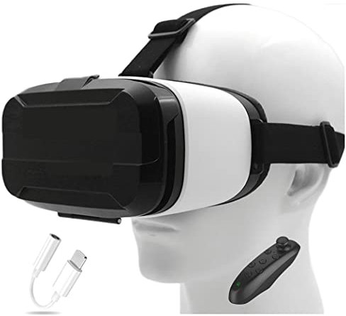 JYMYGS Gafas de Realidad Virtual, 3D VR Gafas con Controlador Bluetooth para Juegos Visión Panorámico VR Glasses para iPhone 13 Pro Max/13 Pro/13/12/11, para Samsung Galaxy S21, Huawei, Xiaomi