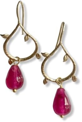 Orecchini pendenti con pietra fucsia