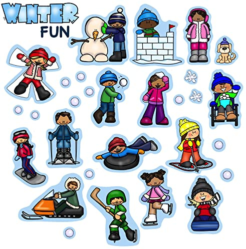 Snow Fun Winter Time Felt Figures Flannel Board Kids Plus Activity Pages 27 piecces (Precut- Ready to Play)