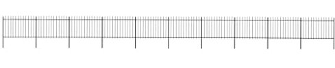 Beetzaun Metall Gartenzaun Zaun mit Pfosten Speerspitzen, Zaunelementen Gartenzäune Dekorative Klein Stahl Zaun Schmuckzaun Stahlzaun Gitterzaun Zaunfeld, 17 x 1,2 m Schwarz