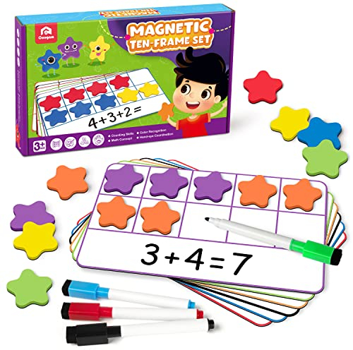 Coogam Magnetisches Zehner-Rahmen-Set, Mathe-Manipulative Eva-Zahlenzählspiele, Montessori-Lernspielzeug, Geschenk für Kindergartenklassenzimmer, Kinder 3 4 5 Jahre alt