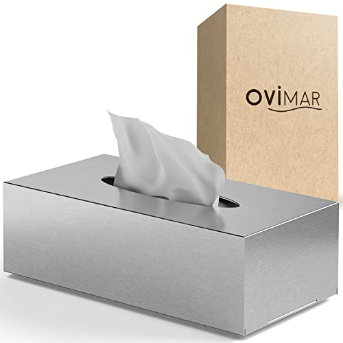 ovimar Caja de pañuelos cosméticos Fornaes | de Acero Inoxidable | Plateado | dispensador de pañuelos, dispensador de Toallas de Papel o dispensador de pañuelos cosméticos para baño o Cocina