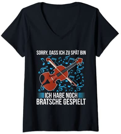 Damen Bratsche Spielen Viola Musik Bratschist Orchester Violist T-Shirt mit V-Ausschnitt