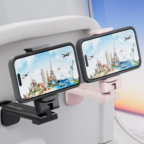 MiiKARE Handyhalterung für Flugzeuge, universelle Handyhalterung zum Fliegen, 360 Grad drehbar, Reisezubehör für Flugzeug, Reisezubehör für Reisen, Must-Haves, Telefonständer für Schreibtisch, Tisch
