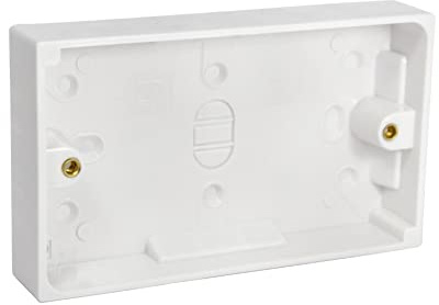 Mr. Gadget's Solutions® Double Surface Mount Pattress Back Box 2-Gang, 25mm (1 inch) Depth – White