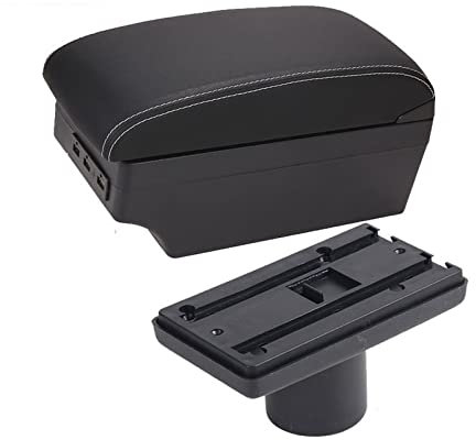 Compartimento Reposabrazos Coche para Seat para Ibiza 6j 6L Contenido Central Caja De Almacenaje con Portavasos Cenicero Productos con USB (Color : A3 7USB)