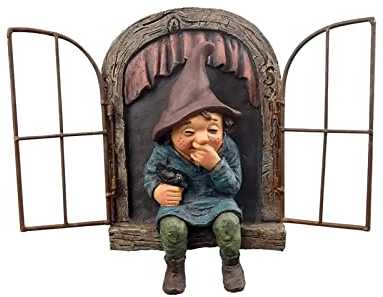 Gartenstatue Gartenstatue Harz Freche Gartenzwerge Gartendekoration Lustige Statuen Alter Mann Märchen Gartendekoration Zubehör Elf Schreibtischdekoration Geschenke Gartendekoration (Color : A) Good