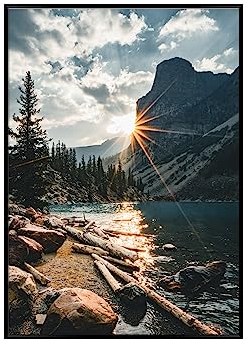 daazoo Wandbild River 50 x 70 cm (MIT RAHMEN) – Wunderschönes Natur Bild mit lebendigen Farben und hochwertigem Druck für Wohnzimmer, Schlafzimmer, Büro oder Küche – Einfache und schnelle Montage