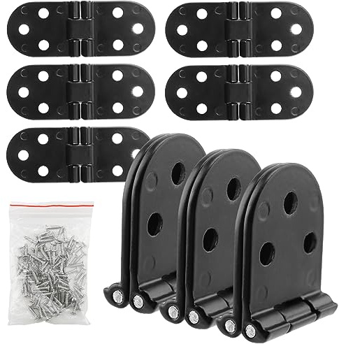 CHEUKYIU 8 bisagras abatibles de acero inoxidable, 180 grados, bisagra abatible, color negro, con 48 tornillos autoinclinables para mesa plegable, armario, armario, caja de madera, puertas