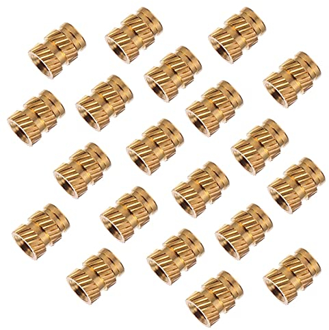 Rändelmuttern aus Messing 200 stücke M2 M3 M4 M5 Messing Heißschmelzeinsatzmuttern Heizformen Kupfergewindeeinsätze Mutter Rändelgestrahlete Injektion Messingmutter (Color : 100pcs M4)