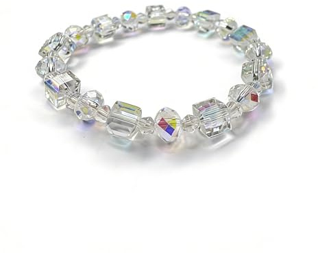 Kristall Würfel Armband für Damen,SZETOSY Aurora Strass Armbänder Kette Romance Frauen Schmuck Glas Stein Glanzt Mode für Mädchen