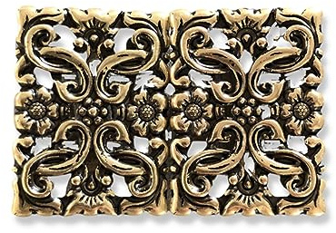 Hartmann-Knöpfe gold antik farben eckig Trachten Schliesse Schürzen Verschluss Dirndl Schnalle Metall 54mmx35mm (1 Stück)
