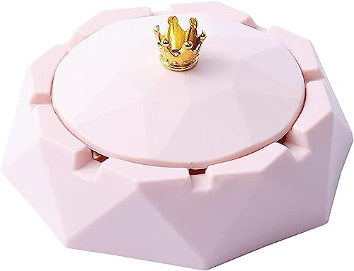 Tustao 1PC Stainless Steel Ashtray with Lids, Windproof, Cigarettes Ashtray for Indoor or Outdoor Use, Ash Holder for Smokers, Desktop Smoking-Ash Tray for Home, Office Decoration, Pink