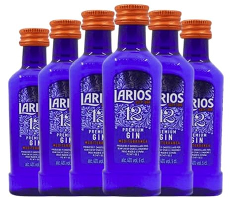 Ginebra Larios Premium Gin Mediterránea 12 Años Botellín Miniatura 5 cl (Caja de 6 Botellín Miniatura de 5 cl)