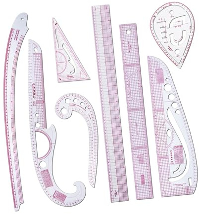 harayaa Metrisches Lineal-Set, Schneider-Lineal, biegbare Blusen-Tuch-Design-Schablonen, französisches Kurvenlineal-Set für Schneider und Designer zum Zeichnen, Heimwerken, Nähprojekt, 8 Stück