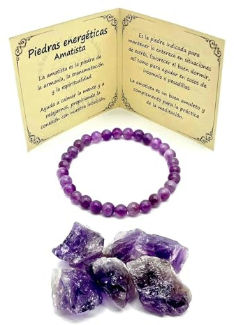 arana's - Amethyst armband halvädelsten - Elastisk tråd med bollpärlor - Helande kristaller och energistenar för kvinnor och män - Healing Healing (Amatista)