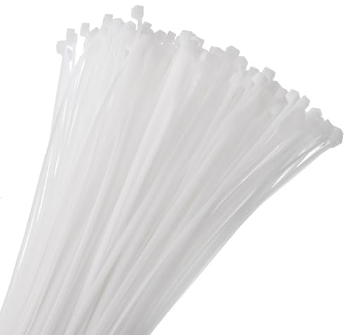 sourcing map 250pcs 500mm/20 49 Lbs Cable Zip Ties Self-Locking Extra Long Nylon Cable Tie Wraps 5mm for Cord Management, White