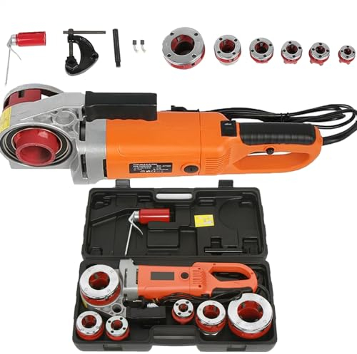 JINTAOMA Elektrischer RohreinfäDler, 2300 W, Tragbare Gewindeschneidmaschine, 6 Schneideisen, 1/2 Zoll, 3/4 Zoll, 1 Zoll, 1-1/4 Zoll, 1-1/2 Zoll Und 2 Zoll, Lange Lebensdauer, Arbeitsersparnis,4heads