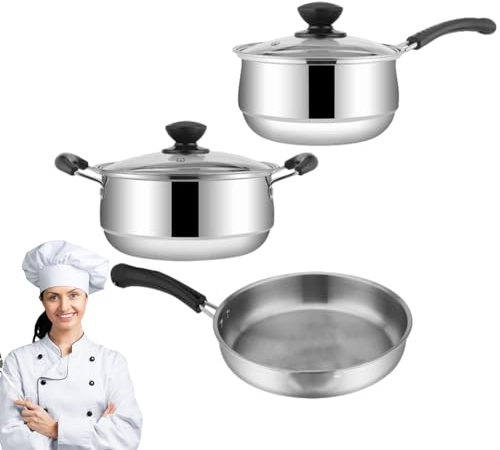 Lambo Set di padelle antiaderenti, set di pentole da cucina antiaderenti, pentole da cucina e padelle per salsa per cuocere a fuoco lento, soffriggere e friggere