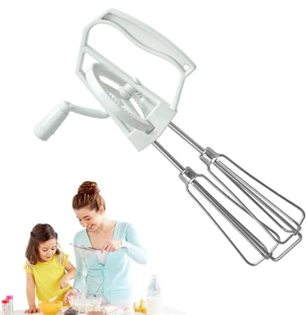 Fouet rotatif à main en acier inoxydable, batteur à œufs à manivelle, fouet manuel for la cuisine, gadget de cuisine, outil polyvalent for mousseur à lait / 120 (Color : WhiteA, Size : 2)