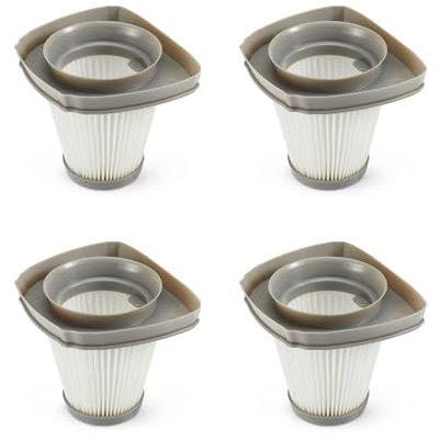 Amazon Basics Filtri HEPA di Ricambio per Scopa Elettrica con Filo 2-in-1 (Modello: B07SH66PXX), Confezione da 4, Lavabili, Grigio Freddo, 106.2 L*90.4W *90.1H mm