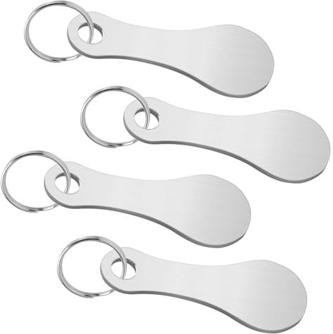 4 Stücke Einkaufswagenlöser Edelstahl,Einkaufschip Schlüsselanhänger,Einkaufswagen-Schlüsselanhänger für Frontlader Einkaufswagen,Einkaufswagen Entsperrer Flaschenöffner Dekorationen