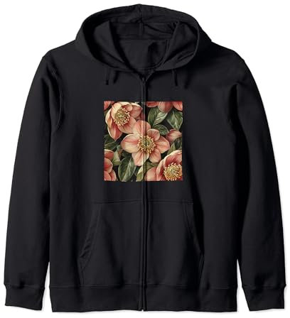 Motif floral hellébore Sweat à Capuche