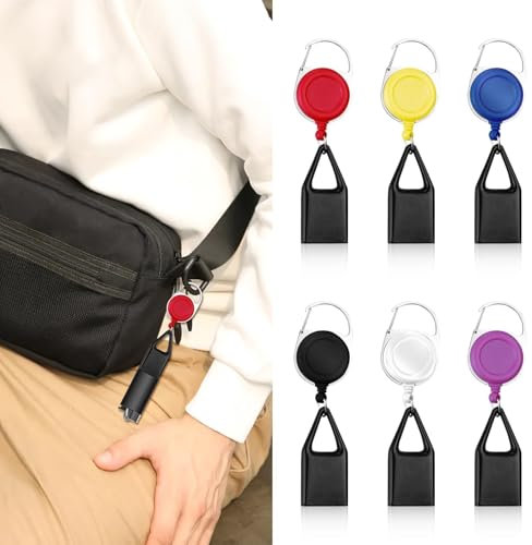 Juego de 6 llaveros para mechero, Divertido Colgante con cordón retráctil, mosquetón, antirrobo, Compatible, Adhesivo de Cara Sonriente, se Puede Hacer tú Mismo, con la mayoría de los encendedores