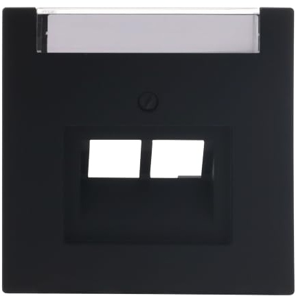 Busch-Jaeger Busch-art linear Datenleitung-Abdeckplatte, Schwarz Matt | 2-fach mit Beschriftungsfeld, für Anschlussdosen/WLAN-Access-Points, Unterputz-Schraubbefestigung, IP20, 1803-02-45M