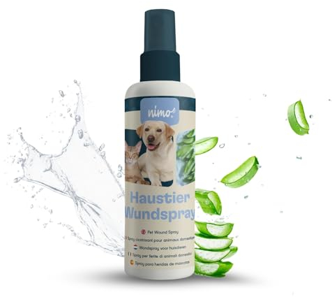 nimo® Haustier Wundspray mit Aloe Vera & Panthenol | Wundpflege für Hunde & Katzen | Regeneration der Haut bei Wunden, Entzündungen und Irritationen | Narben- und Wundspray gegen Juckreiz & Kratzen
