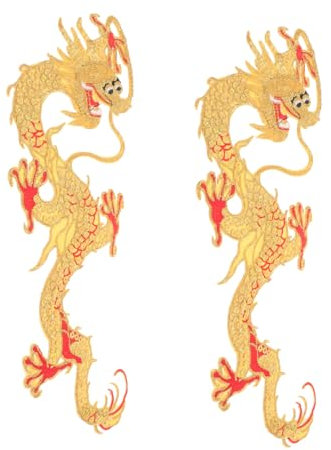 VILLFUL 2stücke Aufbügelbare Drachen-aufkleber Applikationen Für Kleidung Flicken Zum Reparieren Von Kleidung Diy-flicken Für Taschen Hüte Schuhe Socken Dekorative Flicken Aus Haltbarem Ma