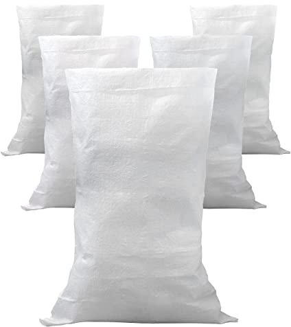 IPEA 5x Sacchi da Giardino e Detriti in Polipropilene Extra Resistente - 105 x 55 cm – Sacco Multiuso per Imballaggio, Ortaggi, Sabbia, Macerie, Fai da Te – Contenitore di Oggetti – Bianco