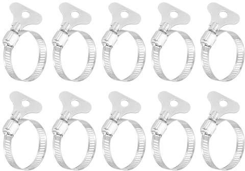 sourcing map 20Pcs Stainless Steel Hose Clamps Worm Gear Hose Clamp, 25-38mm(1 to 1-1/2) Adjustable Thumb Screw Key Type Clamps Fuel Line Clamps 8mm Bandwidth for Plumbing, Automotive