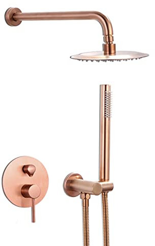 Wall Lights Duschsystem aus gebürstetem Roségold, verdecktes Badezimmer-Duscharmatur-Set, 8-Zoll-Regenduschkopf aus Messing mit Handbrause, Einhebelmischer für die Dusche Wall lamp