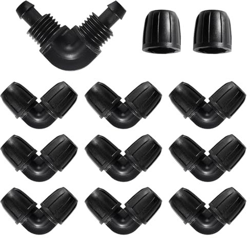 VooGenzek 10 Pièces 8/12 mm Raccords D'irrigation Goutte à Goutte, Adaptateur Coude D'Irrigation Goutte, Raccords D'irrigation Coudés, Connecteur de Tuyau D'irrigation, pour Jardin, Pelouse