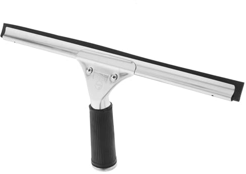 BCOATH Escobilla de Goma para Limpiar Ventanas con Cabezal Desmontable y Funda, Herramienta Profesional para Limpieza Residencial y Comercial, Material Plástico y Tela de Fibra