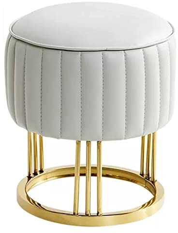 Ottoman Sofa Hocker Leder runder Fußhocker mit goldenen Metallfüßen für Zuhause Wohnzimmer Schlafzimmer, Wohnzimmer gepolstert Ottomane Bank Schminktisch Stuhl