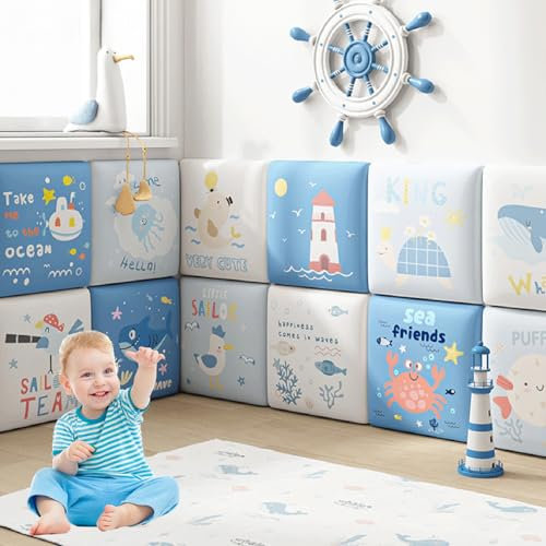 Aeovot Wandkissen Bett Kopfteil Wandpolster Selbstklebend für Kinderzimmer, 30x30cm, 3D Anti-Kollision Wandpaneele Gepolstert Polsterpaneel Wand für Kindergarten Schlafzimmer Dekoration(M)