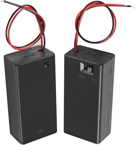2 Pcs 9V Battery Holder with Switch - 9 Volt Battery Case Connector 2X Lead Wire Spring Clip DIY Plastic Power Bank Container