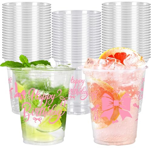 Vasos desechables para fiestas, paquete de 50, vasos de plástico de 12 onzas para café, jugo y bebidas, perfectos para cumpleaños, despedida de soltera y suministros de celebración