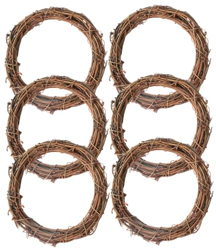 Grapevine Wreath for Craft, 6pcs 25cm Twig Wreath Ring, Vine Rattan Wreaths for DIY Craft Christmas Holiday Decoration