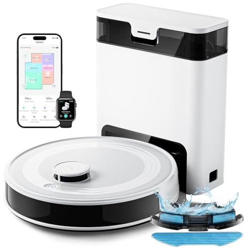 Lefant M2 Pro Robot Vacuum Cleaner with Mop, 2.4G/5G Wi-Fi, Self-Emptying, 6000Pa Suction, Small Base Station, 90-Day Hands-Free Cleaning, dToF Laser Navigation, Ideal for Hard Floors and Carpets