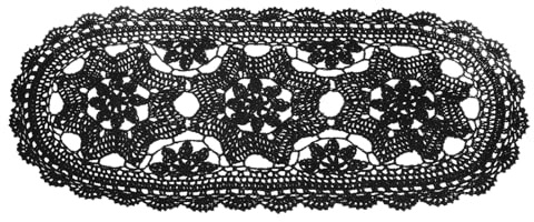 QUARKZMAN Centrini All'Uncinetto 22 X 10 Centrini Da Tavolo Ovali All'Uncinetto Fatti A Mano Con Motivo A 3 Fiori Centrino In Cotone Per Decorazione Di Matrimoni E Feste Nero