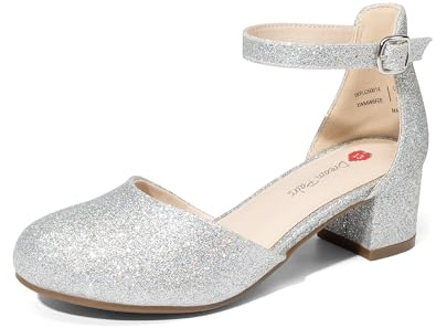 DREAM PAIRS Ballerine Bambina, Eleganti Scarpe Tacco Bambina con Cinturino alla Caviglia per Bambine, Piccole e Grandi, da Sposa e Feste,Size 36,Argento,SKPU26001K