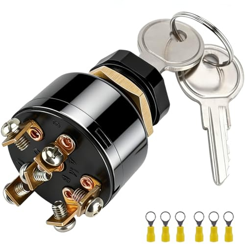 BOLOJAU MP41000 Interruttore di avviamento per imbarcazioni con motore | Interruttore di accensione a pulsante, 6 viti, 3 posizioni con 2 chiavi e kit a 6 terminali