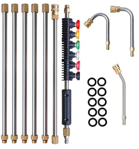 Outils de nettoyage de gouttières à partir du sol, ensemble de s de nettoyeur haute pression télescopiques,Ensemble de s télescopiques pour nettoyeur haute pression | d'extension de barre en U en pièc