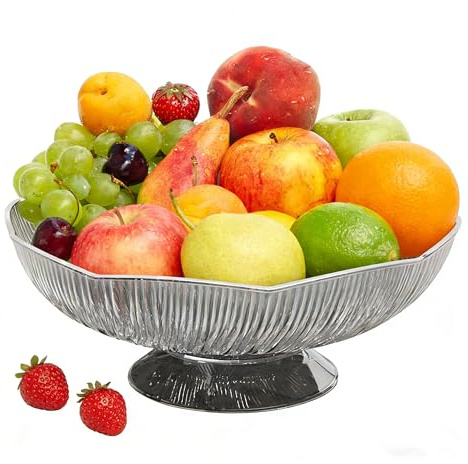SRGOM 2 Stück Süßigkeiten Obstschale modern Dekoschale mit Fuß Obst Gemüse Aufbewahrung Küche Grau